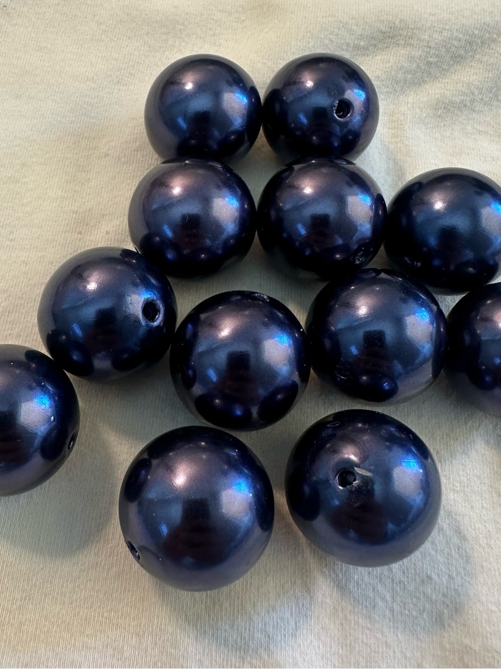 #5 Deep Blue Pearl-Beads - Pack set 12 pc 25mm - Picture 1 of 3